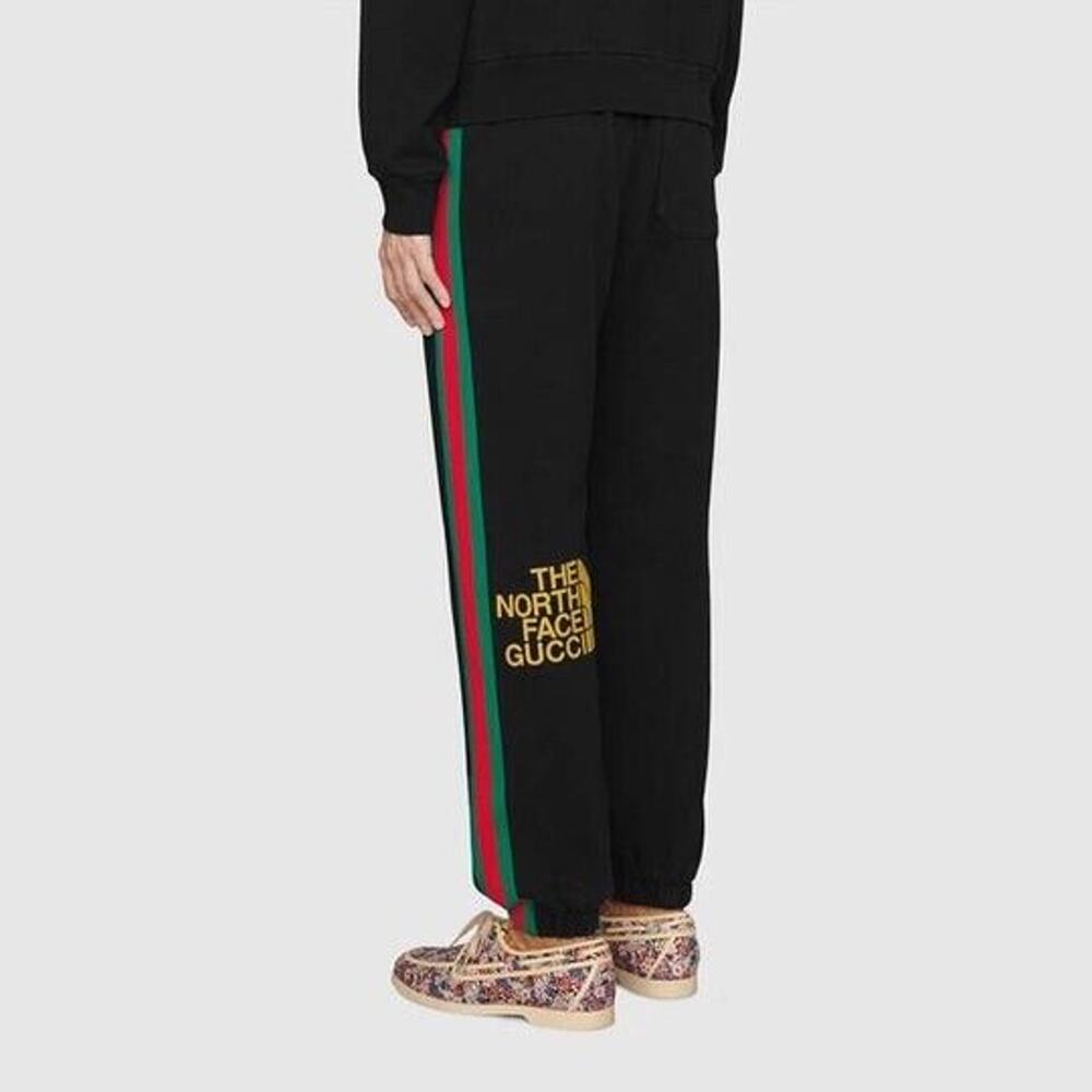 Gucci x The North Face XL Black Stripe Logo Print Sweatpants Jogger NWT $1600